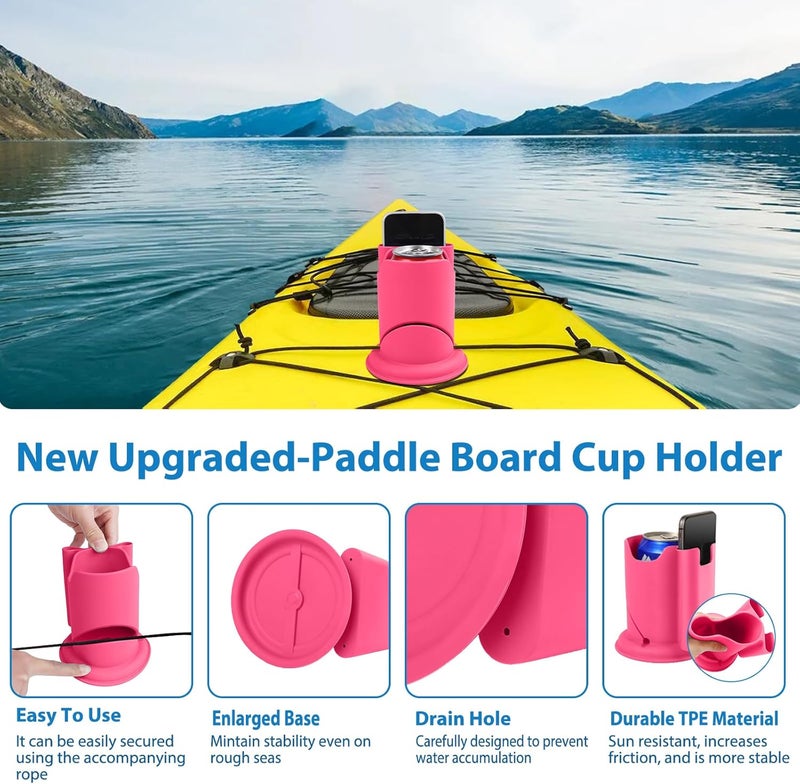 ANGAR Paddleboard Cup Holder, Paddle Board and Kayak Drink Holder, 2-in-1 Drink & Phone Holder, Paddleboard Accessory for Surfboards, Canoes, SUPs, Kayaks, Boats (Red) - Image 4